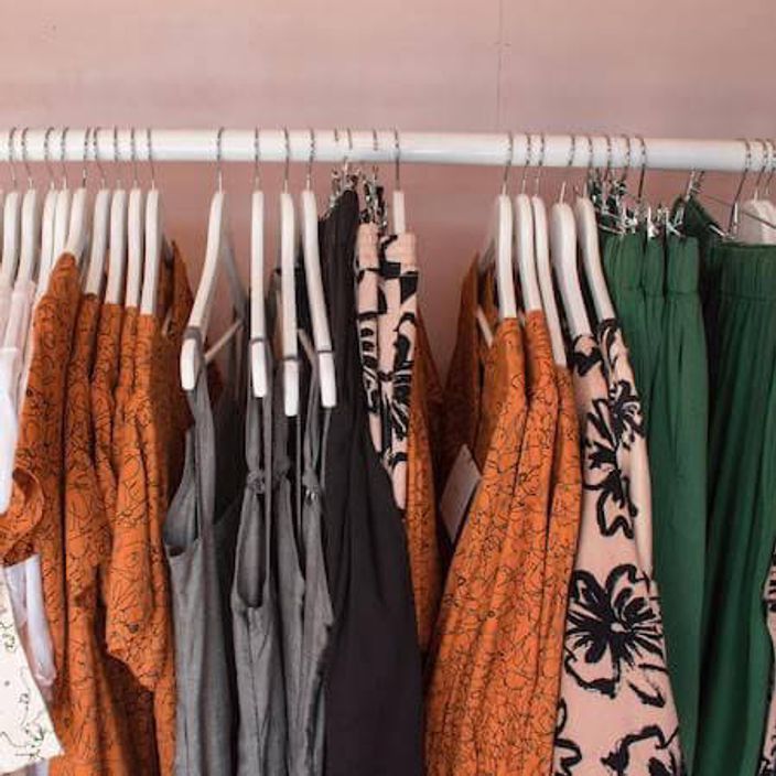 Rack of clothing in a clothes shop