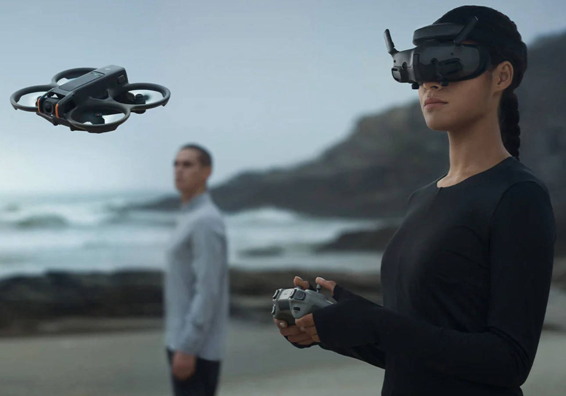 A lady flies the DJI Avata 2 drone