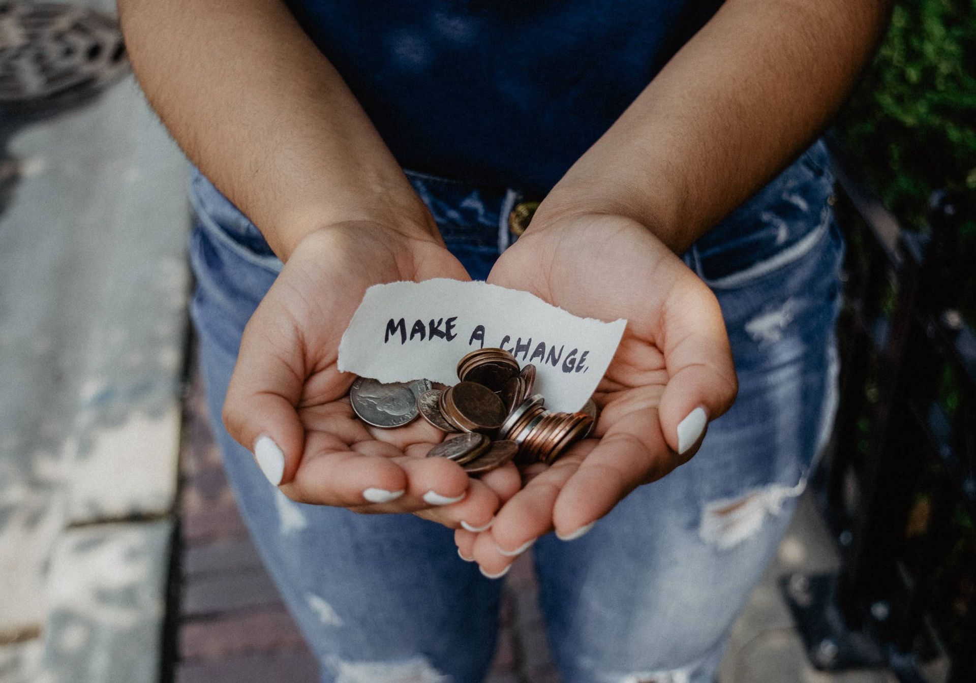 Hands with change in them