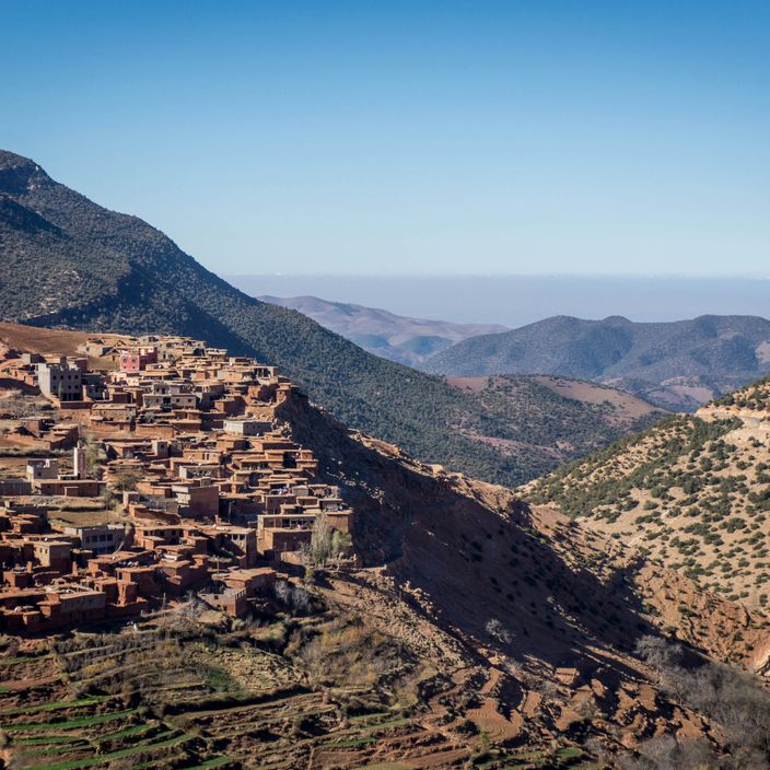 Terraces and houses in the Atlas Mountains