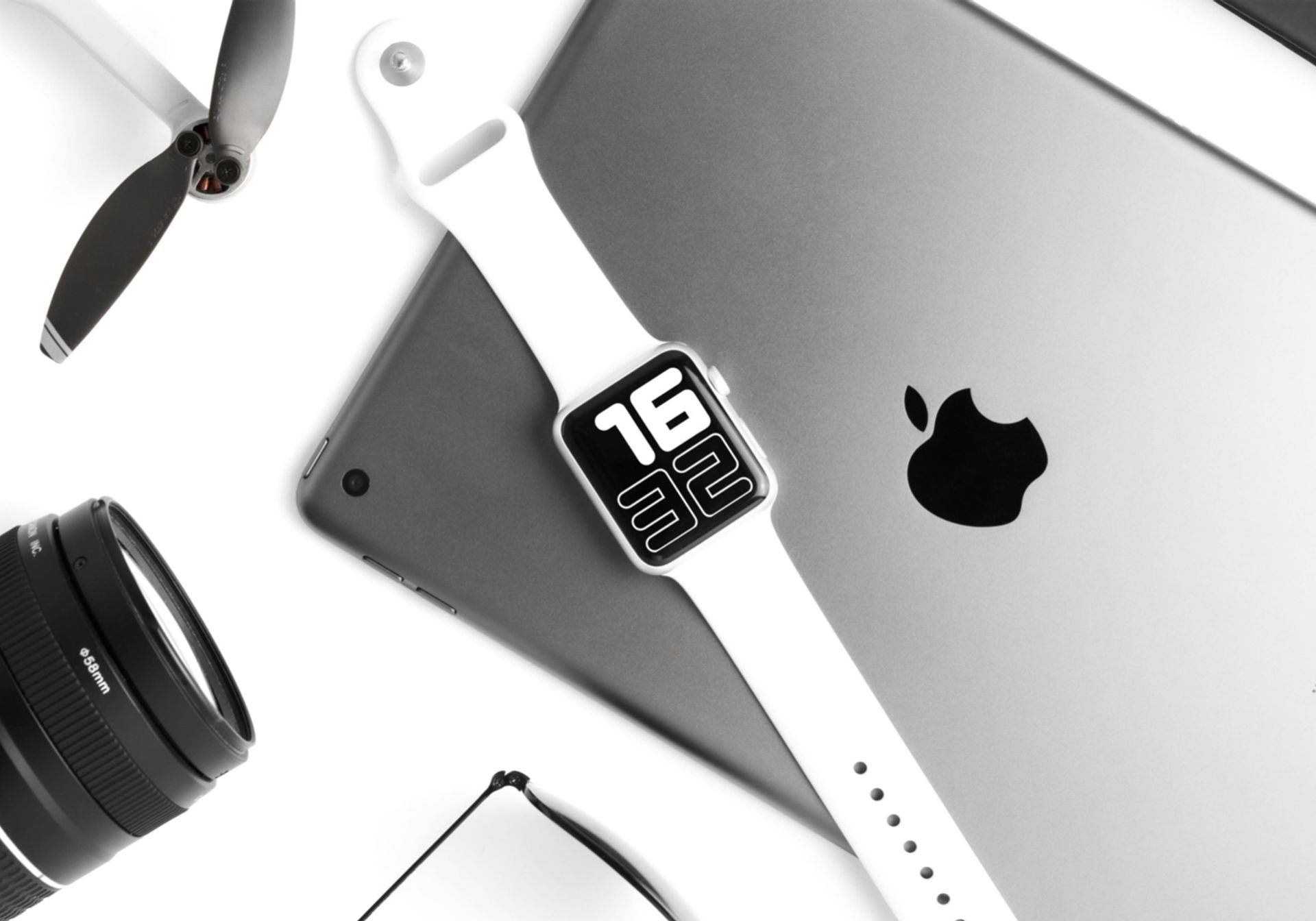 Apple products on a table