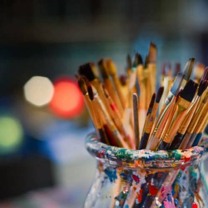 A set of paint brushes