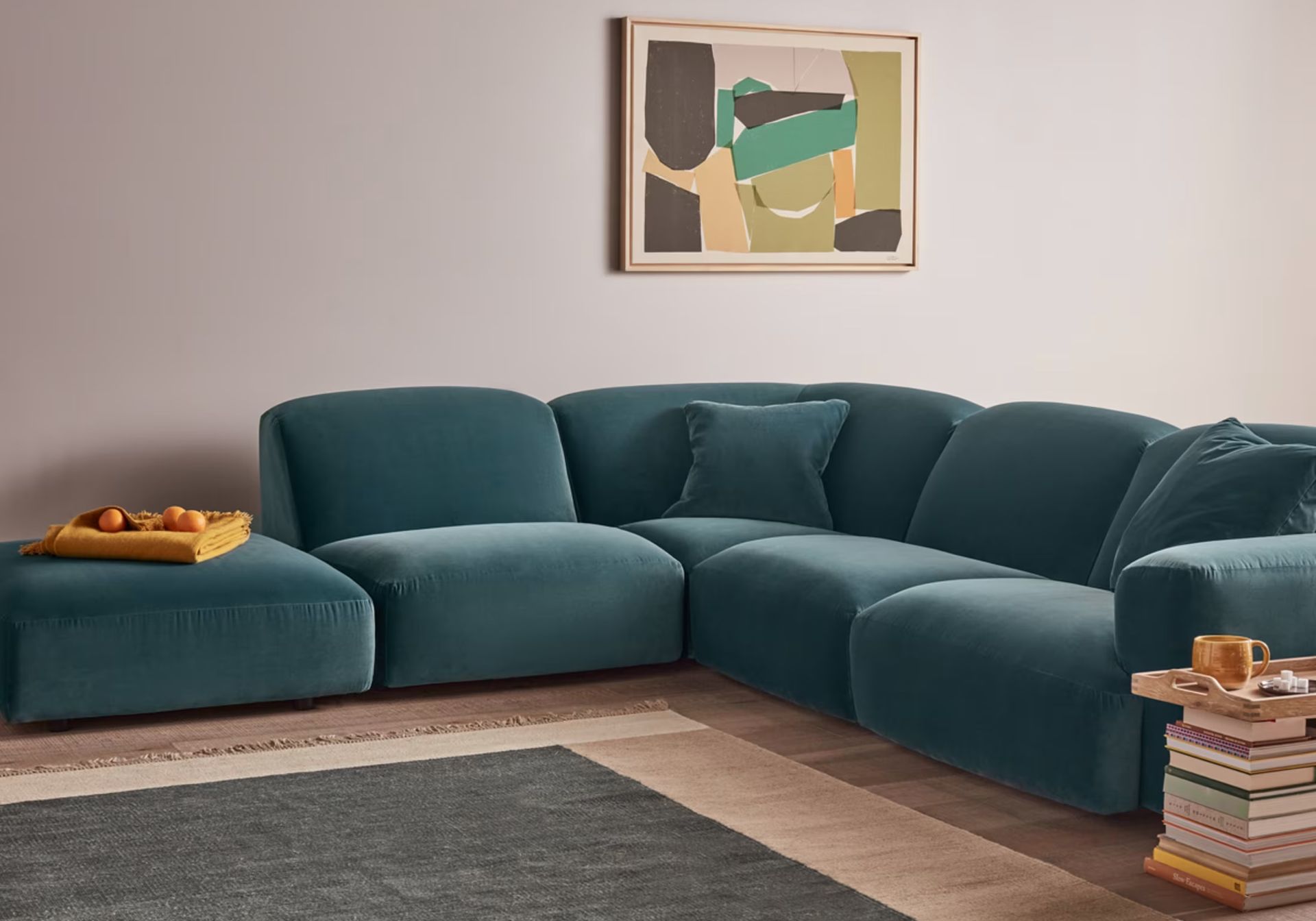 Oka chair, cushion, lamp, plant and mirror