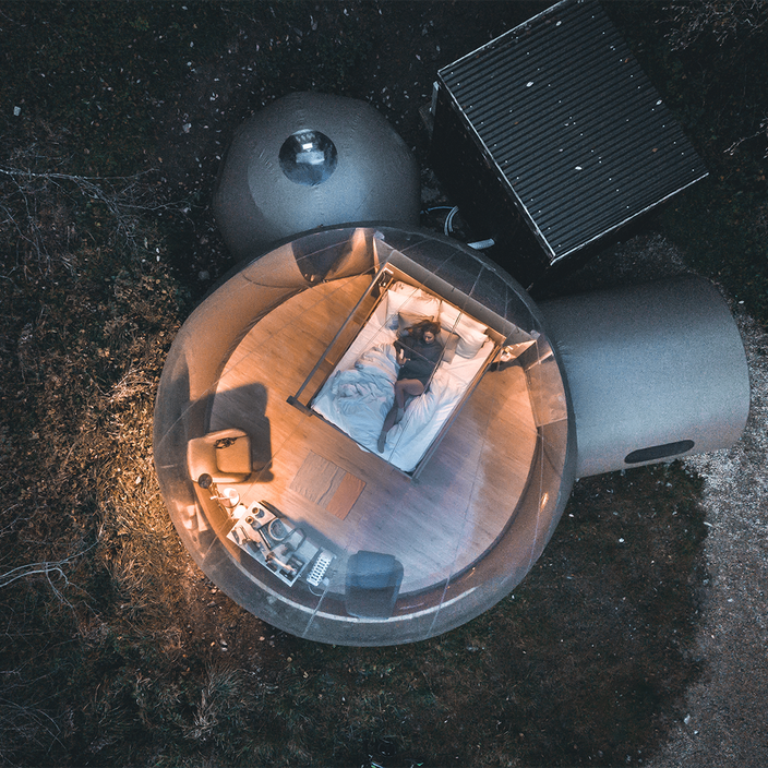 Bubble dome hotel in woodland