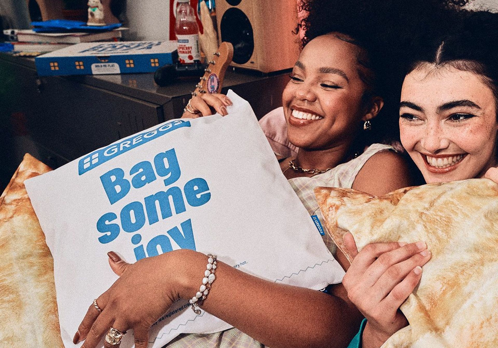 Greggs x Icon Square Packet Cushion