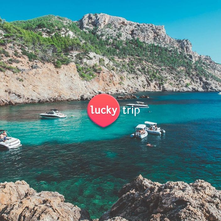 deep blue sea in palma among the rocks