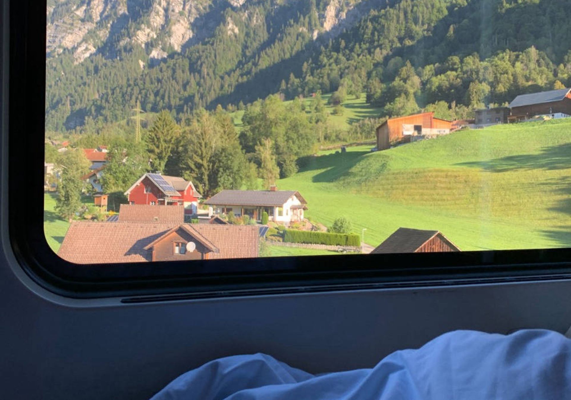 Veiw from looking out a train