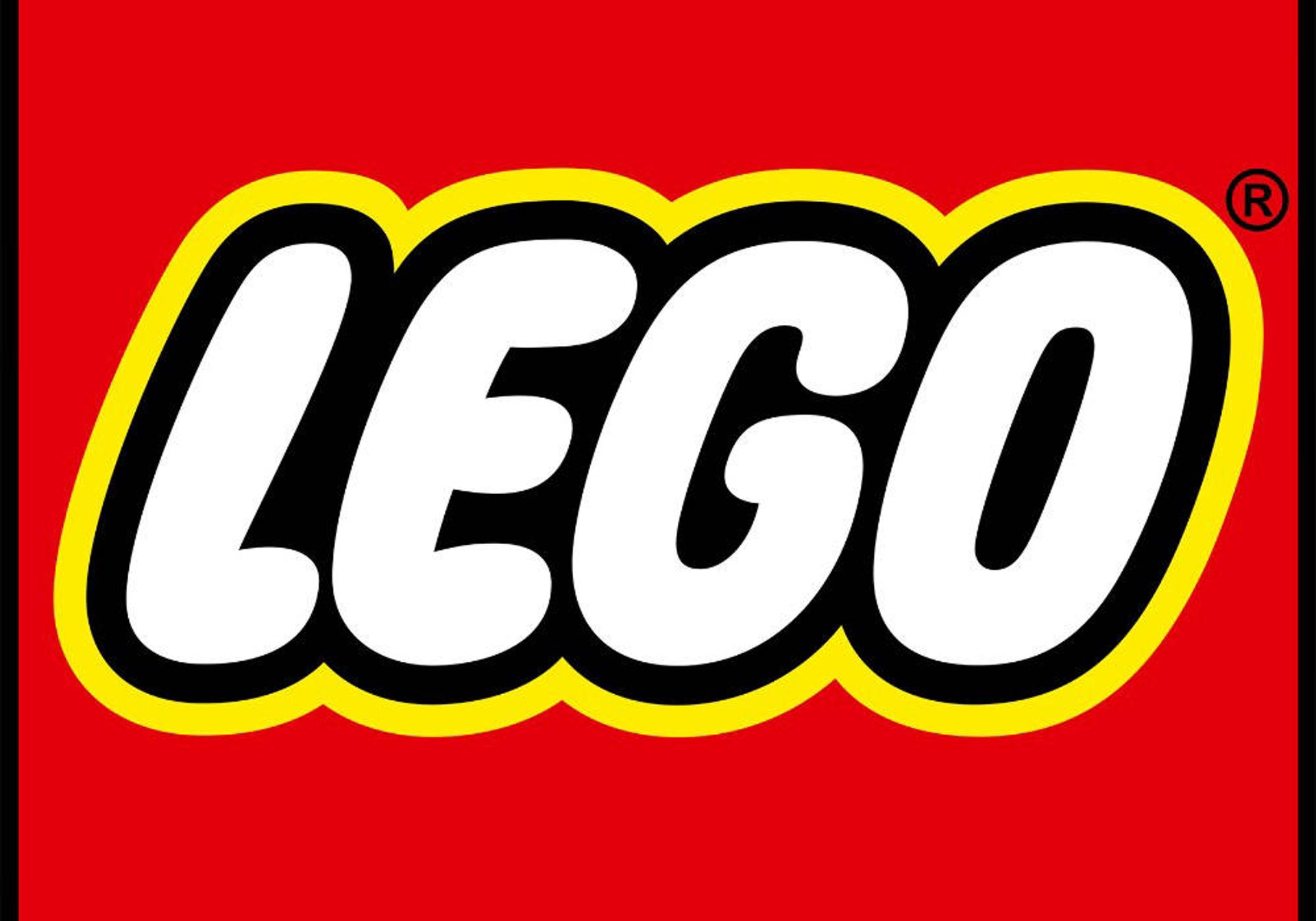 lego logo against red backdrop